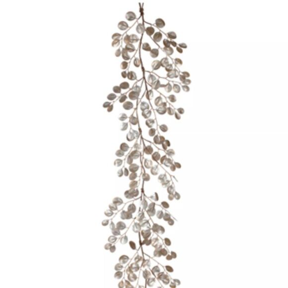 NWT New Winward Home Gold Shimmer Holiday Eucalyptus Winter Leaf Vine Garland - Picture 1 of 14